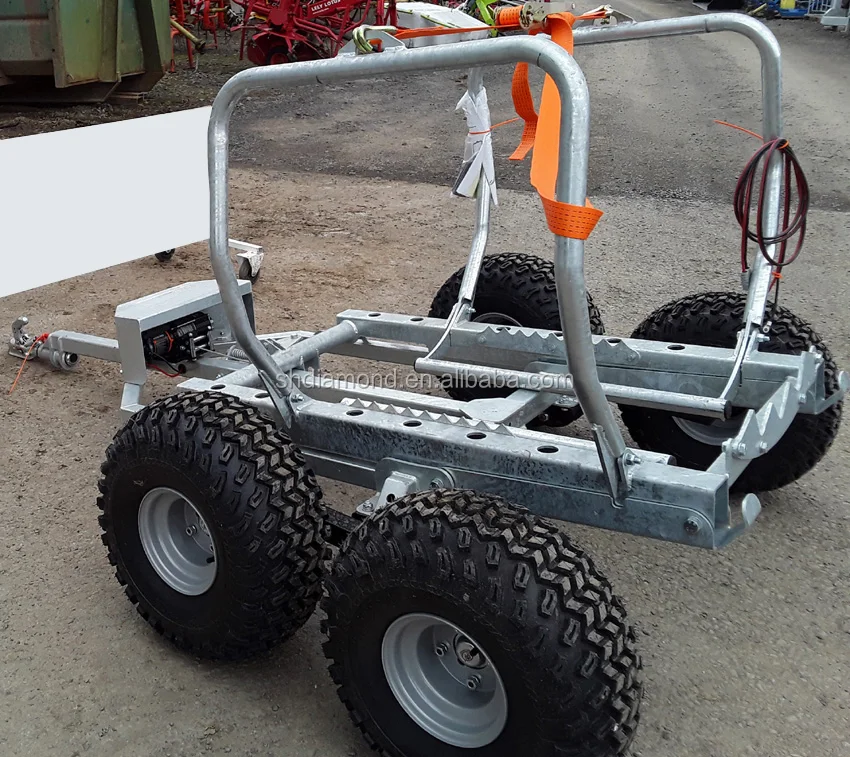 Quad bike 500kgs round bale transporter/atv 4x4 silage/utv or small tractor hay trailer single or double axle trailer/halmballe