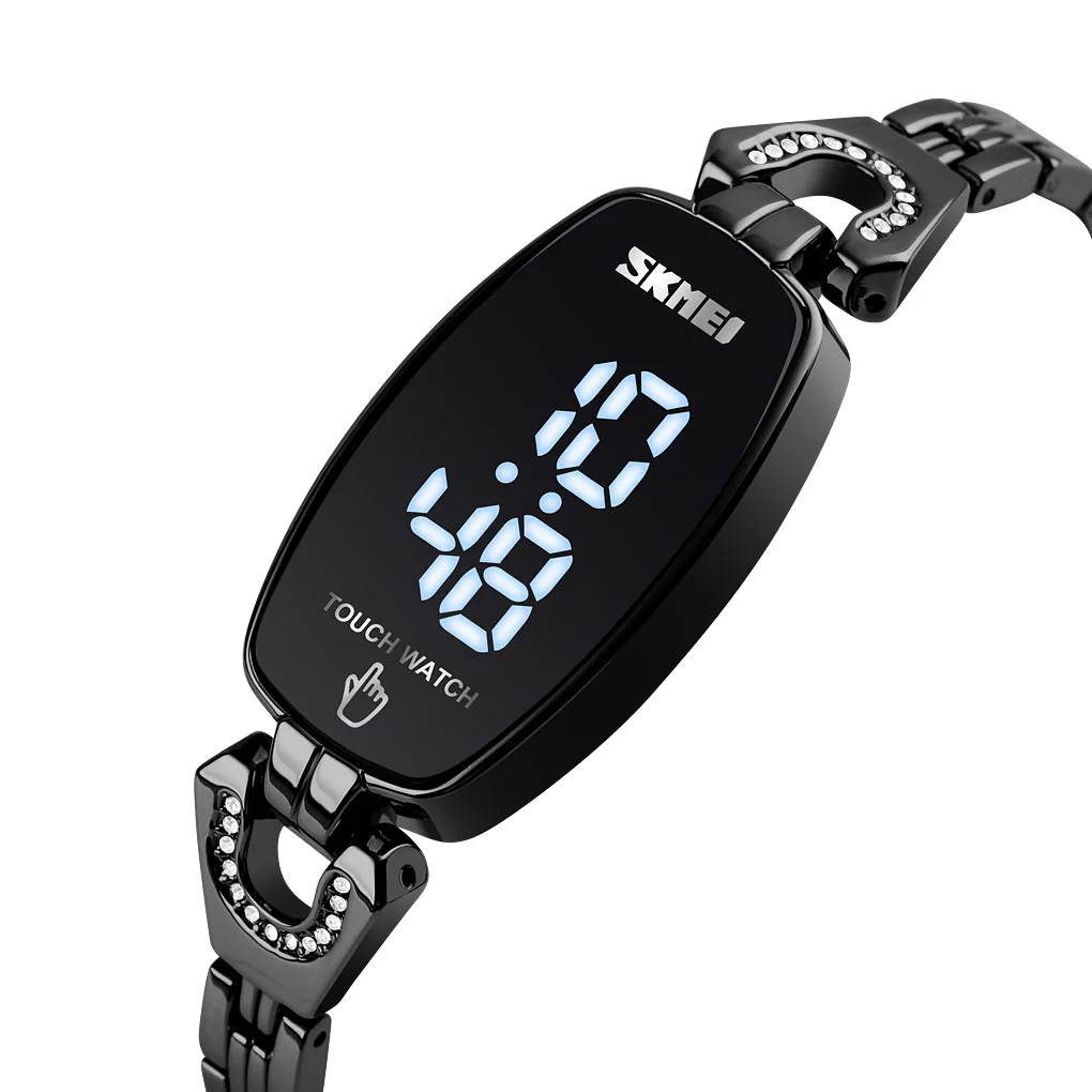 Original hand touch ladies wristwatch Skmei 1588 luxury led light display digital movement women