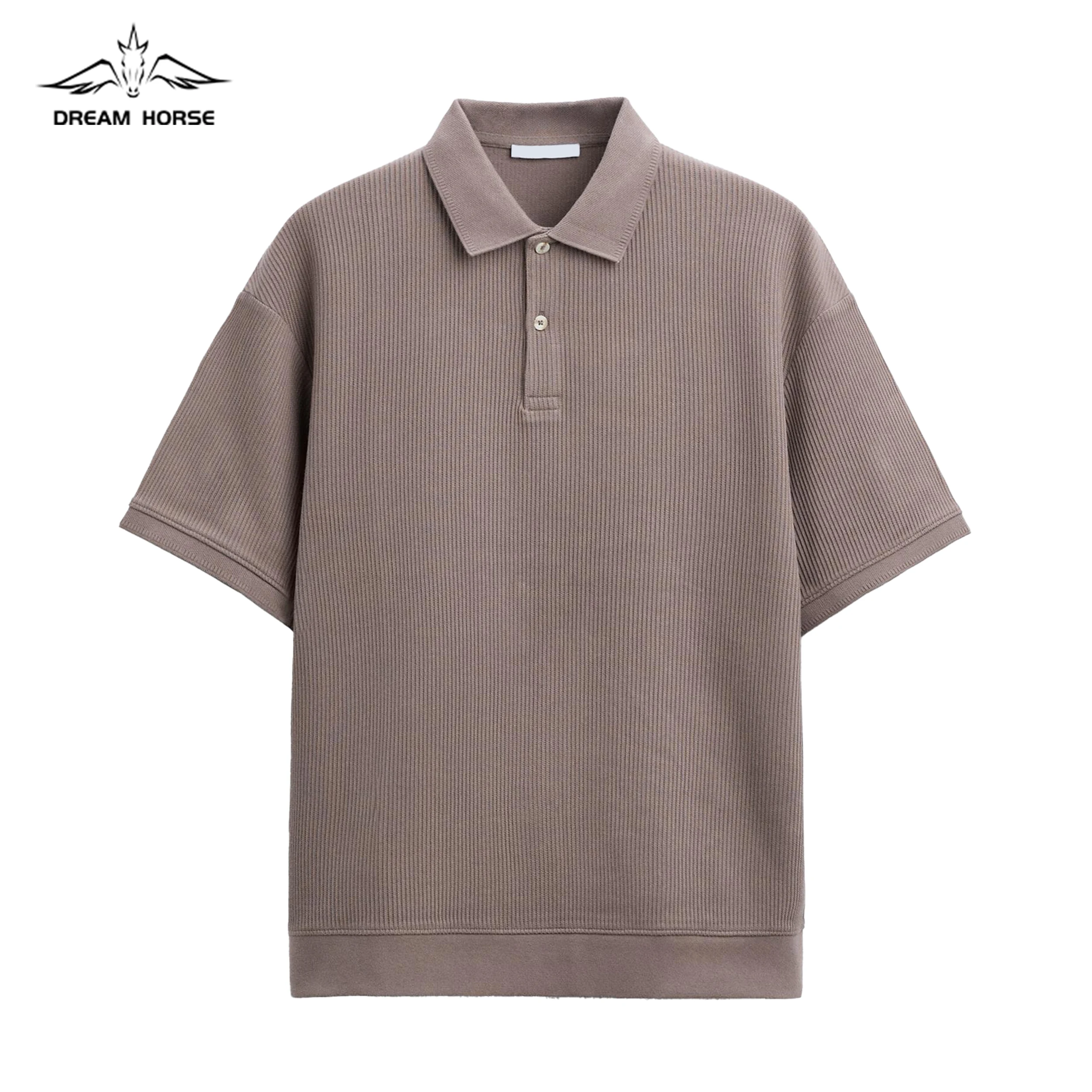 AiNear wholesale custom logo design oem & odm vintage short sleeve polo collar 260gsm male organic cotton shirt and t-shirt