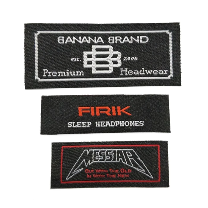 Custom woven brand name tag stain labels for clothes