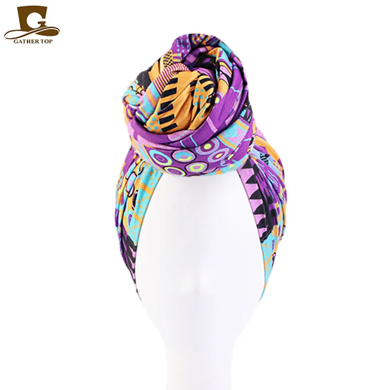 juding on ethnic print cotton scarves Wrap and knot turban hats exclusively for the WJ-27