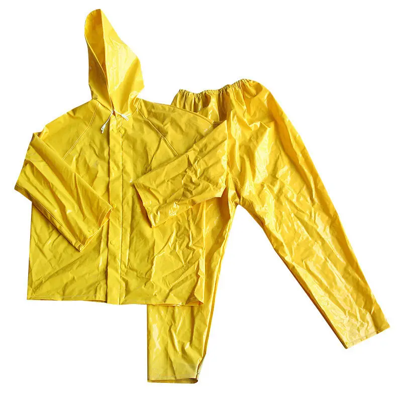 Heavy Duty Rainsuit PVC Polyester Industry Rain Gear Raincoat for Mens Workers