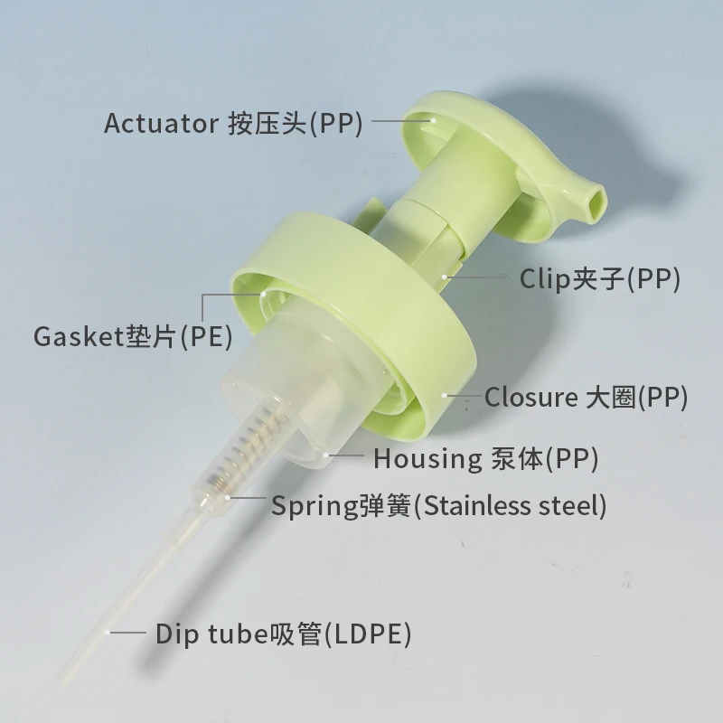 Manufacturers Supply Custom Color Foam Pump 42Mm Facial Cleanser Shower Gel Foaming Pump with 200ml foam bottles