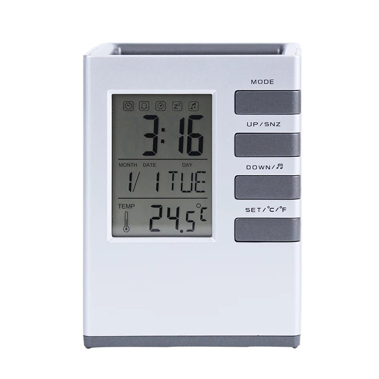 Современный электронный настольный цифровой ЖК-дисплей с отображением температуры рекламный Настольный будильник держателем