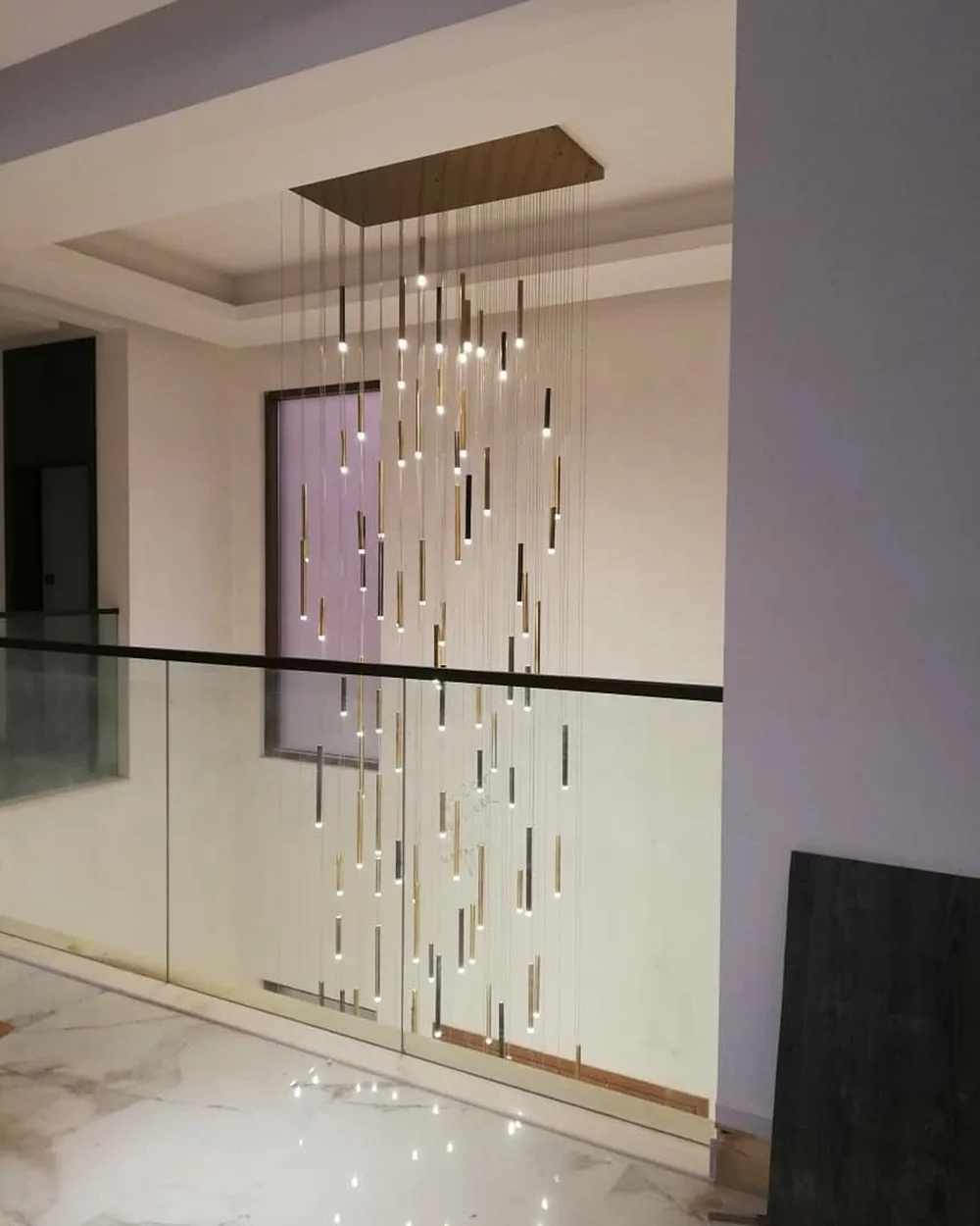 Modern Long LED Pendant Lamp Living Room Villa Staircase Tubular Chandelier