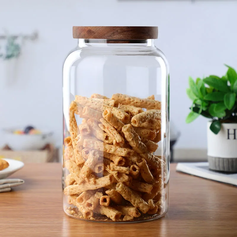 Герметичная стеклянная банка бамбуковая Крышка герметичная Прозрачная Круглая