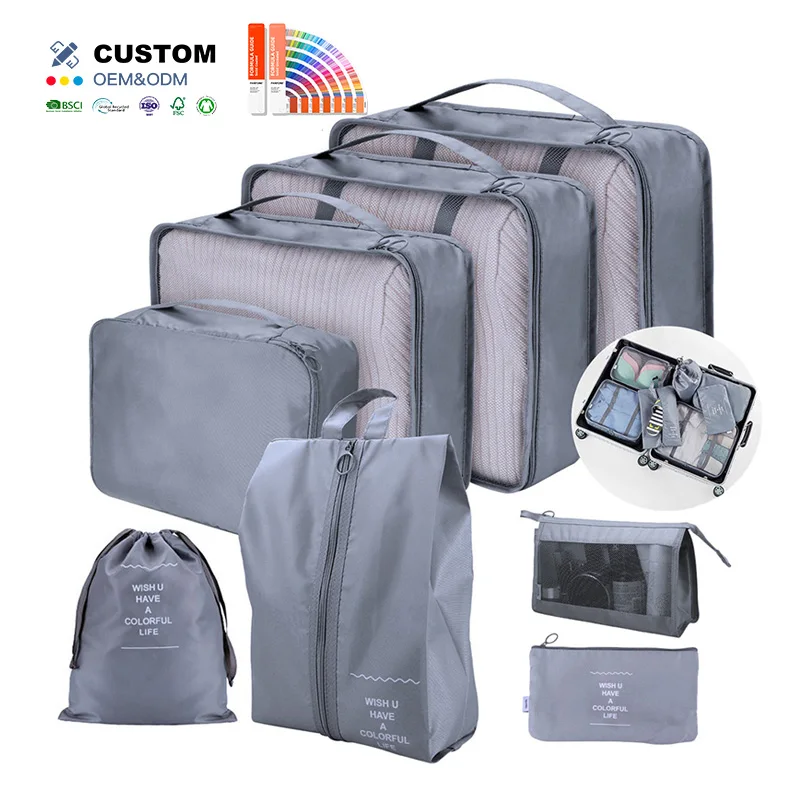 8 Set Packing Cubes Travel Storage Suitcase Packing Set Storage Cases Portable Luggage Packing Organizers for Travel Accessories