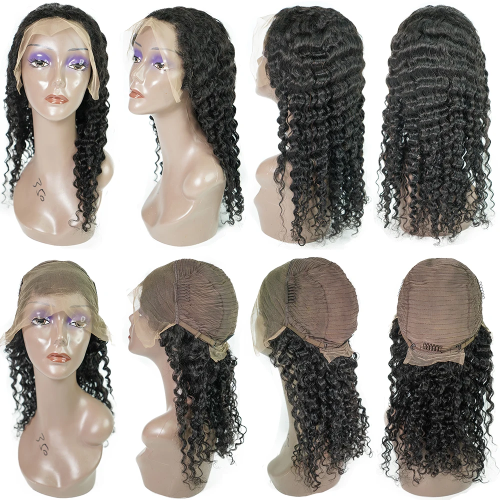 Бесплатные образцы парик с выравненной кутикулой и глубокой волной швейная машина для фронтальных поставщиков шнурков Швейцарский из человеческих