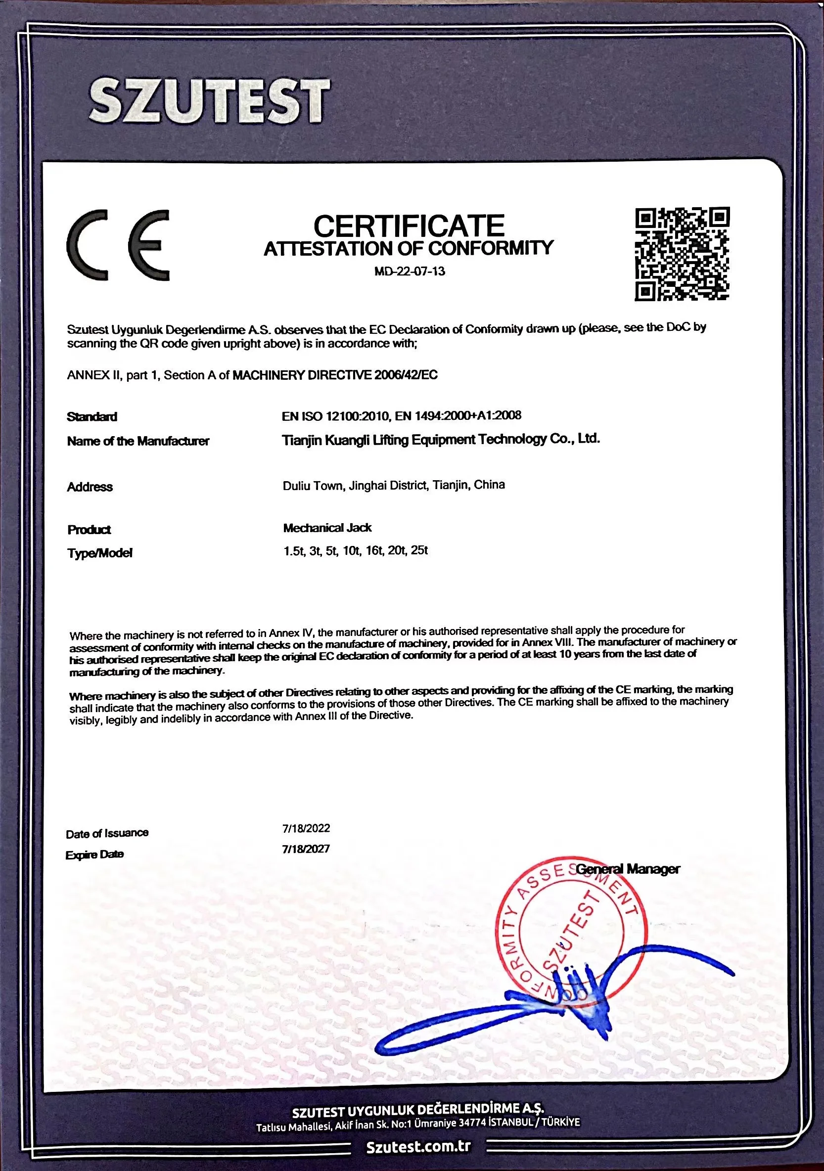 20ton Mechanical car jack
