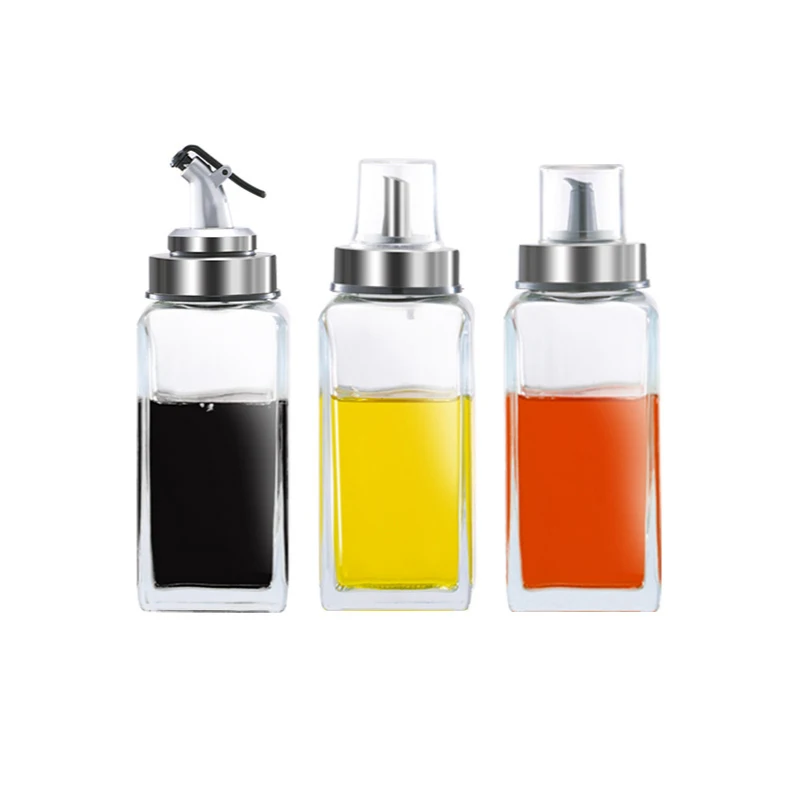 320ml glass square oil can kitchen accessories leak proof bottle vinegar bottle