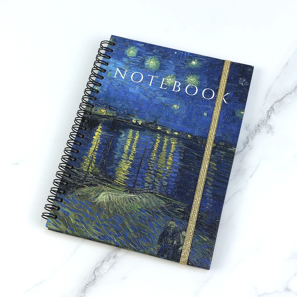 Custom create luxury wire spiral A5 A4 business diary gold elastic closure journals notebook custom printing