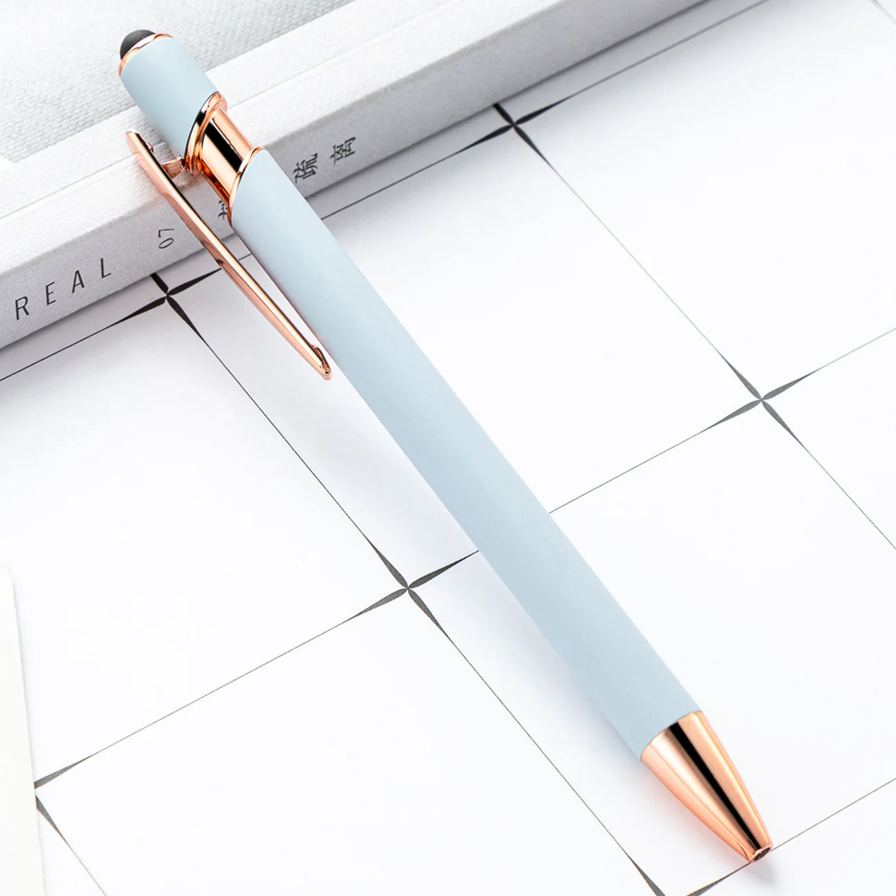 Custom Logo Golden Rose Double-Headed Stylus Ballpoint Pen Simple Shape Bright Colored Metal For Gifts Business Promotions