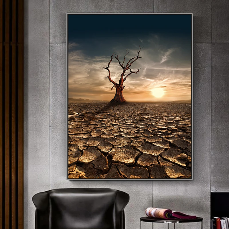 African Tree and Desert photo home decor PS framed artwork hanging canvas wall art