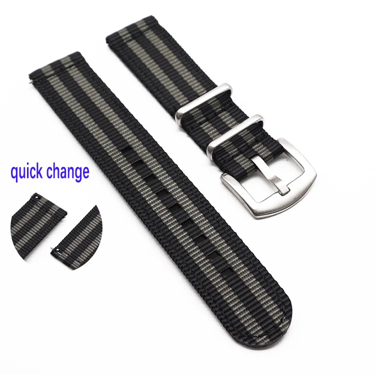 Quick Change 20 22 mm Bond Striped Watch Strap for Army Sport Nylon Watchband James