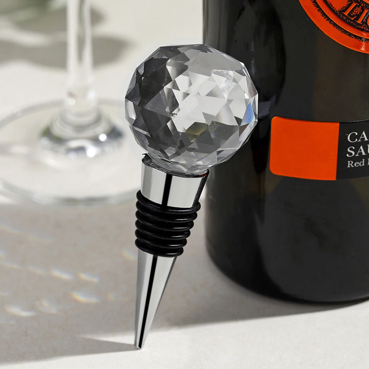 Customized Diamond Crystal Golf Ball Wine Stoppers For Wedding Decorative Bar Tools Accessories Wholesale Crystal Wine Stopper