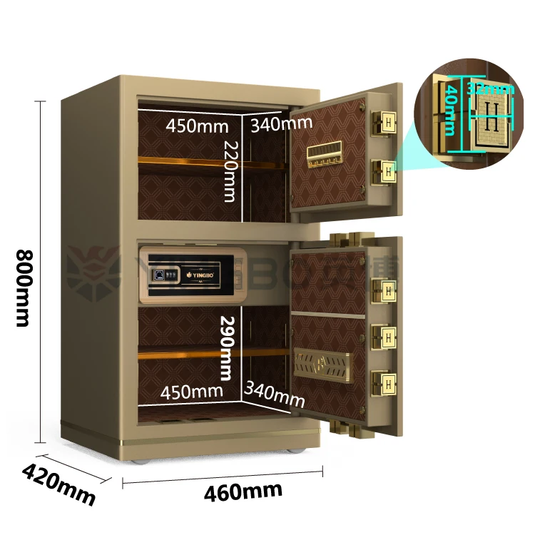 Patented H type lock bolts home safe box hidden fingerprint money safe