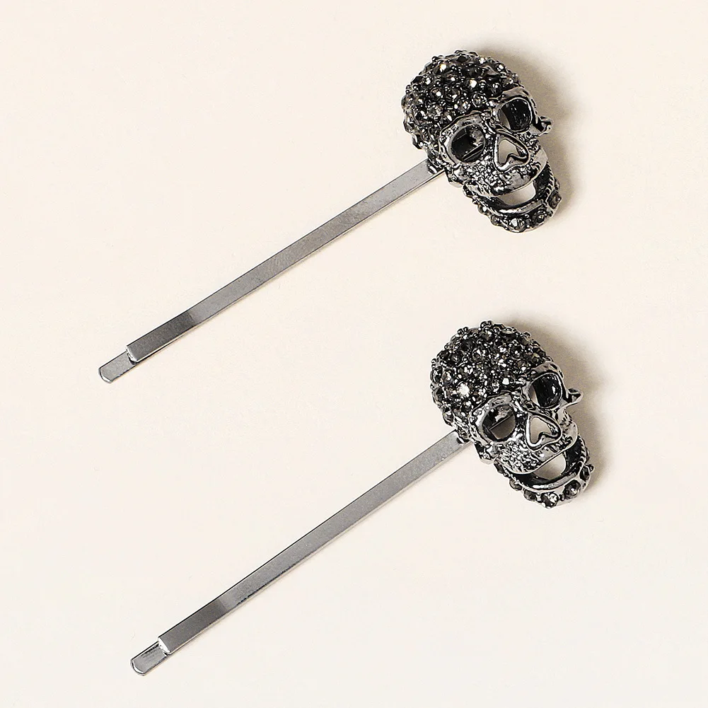 Fashionable Halloween Skull Rhinestones Hairpins Party Headpiece Skull  Hair Clips Hair Accessories
