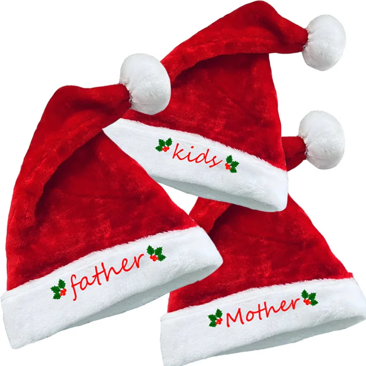 Wholesale Quality Christmas Family Nonwovens Plush Party Hats Kids Father Mother XMAS Decorations Party Cap