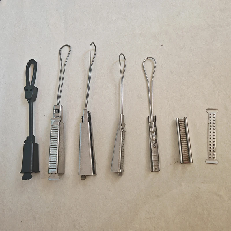 FTTH accessories fiber optic drop wire cable steel/aluminum drop wire clamp
