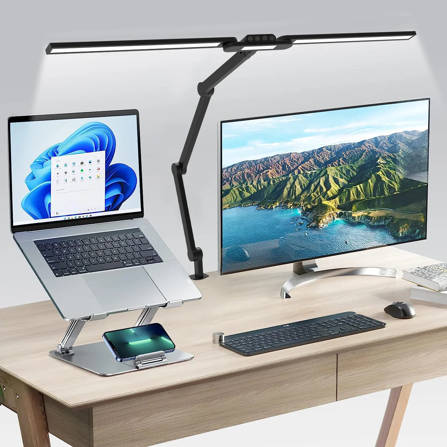 Reading Lamp Eye-Caring Architect Task for Dual Monitor Designer Desk Office Home
