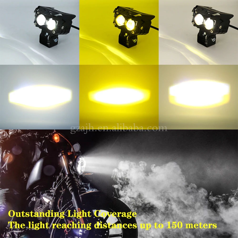 LED Motorcycle External Headlight LED Spotlight Beam White Yellow Motorcycle Auxiliary 12V 24V LED Driving Fog Lamp 2 buy