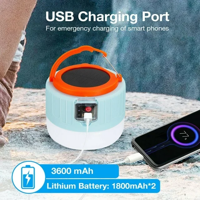 Solar Lights Outdoor Tent Lamp Usb Rechargeable Bulb Led Camping Portable Lanterns Emergency Lamp Hiking Solar Lights