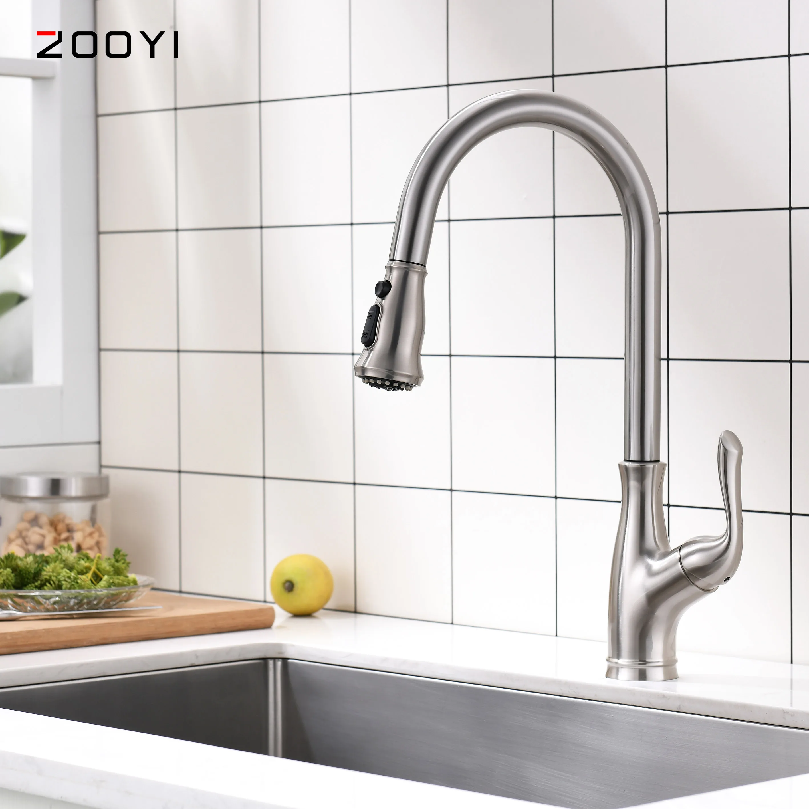 Antique pull down kitchen mixer, sink faucet with pull out sprayer