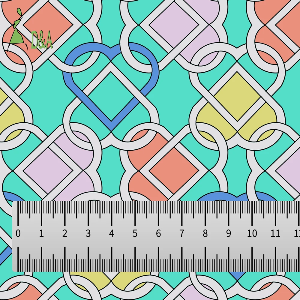 Soft Blue Love Link Pattern Printed Silk Fabric With Lurex 100 Pure Silk Fabric For Dresses