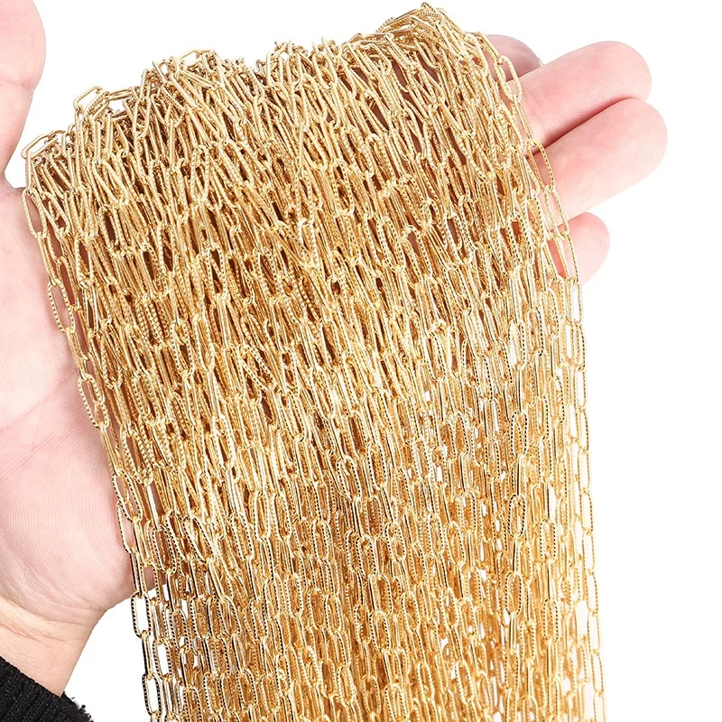 New Arrival Accessories 4Mm Stainless Steel Long Cross Chain Diy Jewelry Accessories Oval Clavicle Chain Embossed Chain