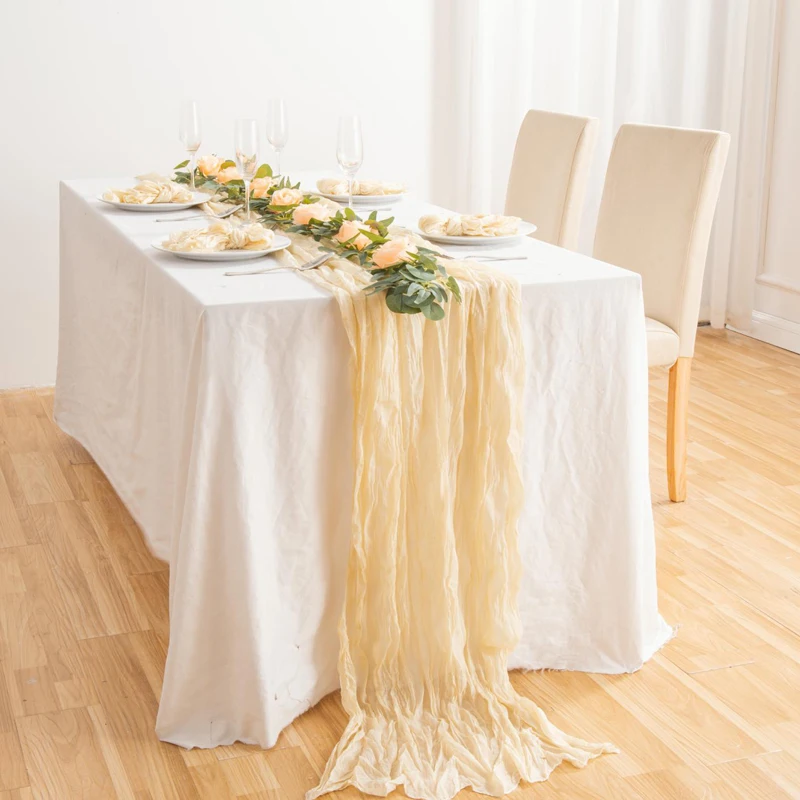 Mulan Wholesale Wrinkled Table Runner Simple Sheer Style Tablecloth Customized Wedding Placemat