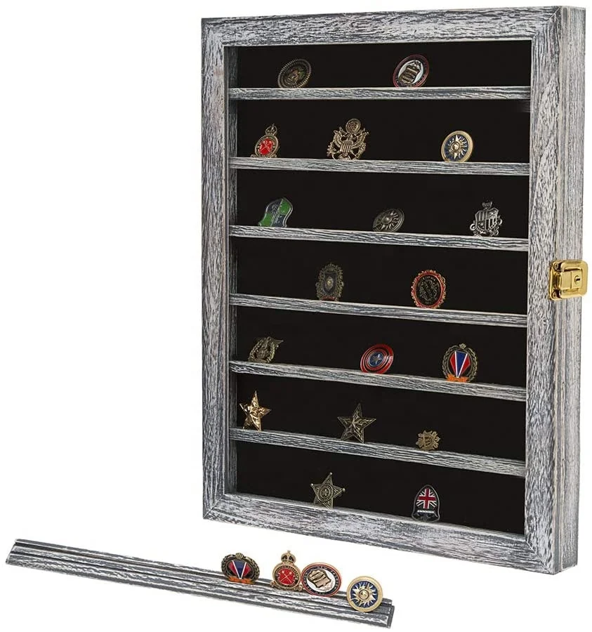 Lock-in wood cabinet rack with black shadow box with removable 2 slot rack and fade-proof real glass door