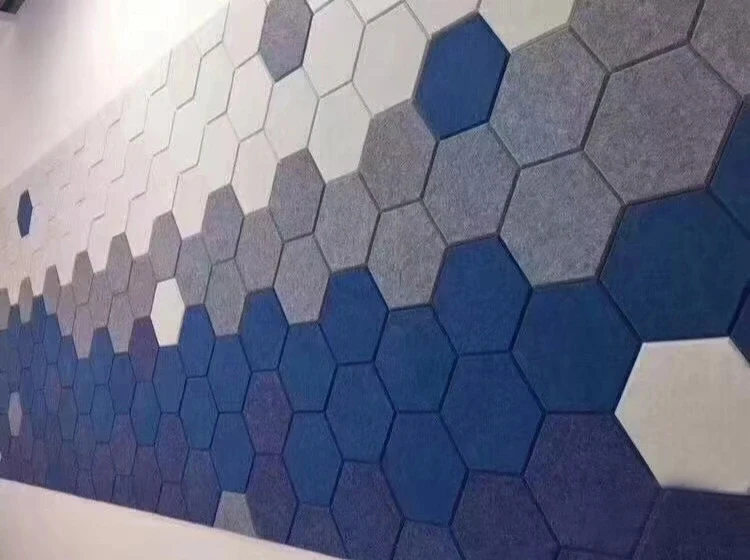 New design Polyester Fiber Acoustic Panels Hexagon polyester decorative sound acoustic wall panels