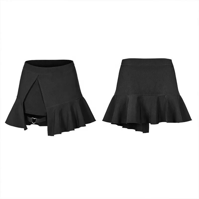 OPQ-514 Punk Rave black And White Fake Two-Piece Skirt A Sexy Pleated Miniskirt For Sweet Girls
