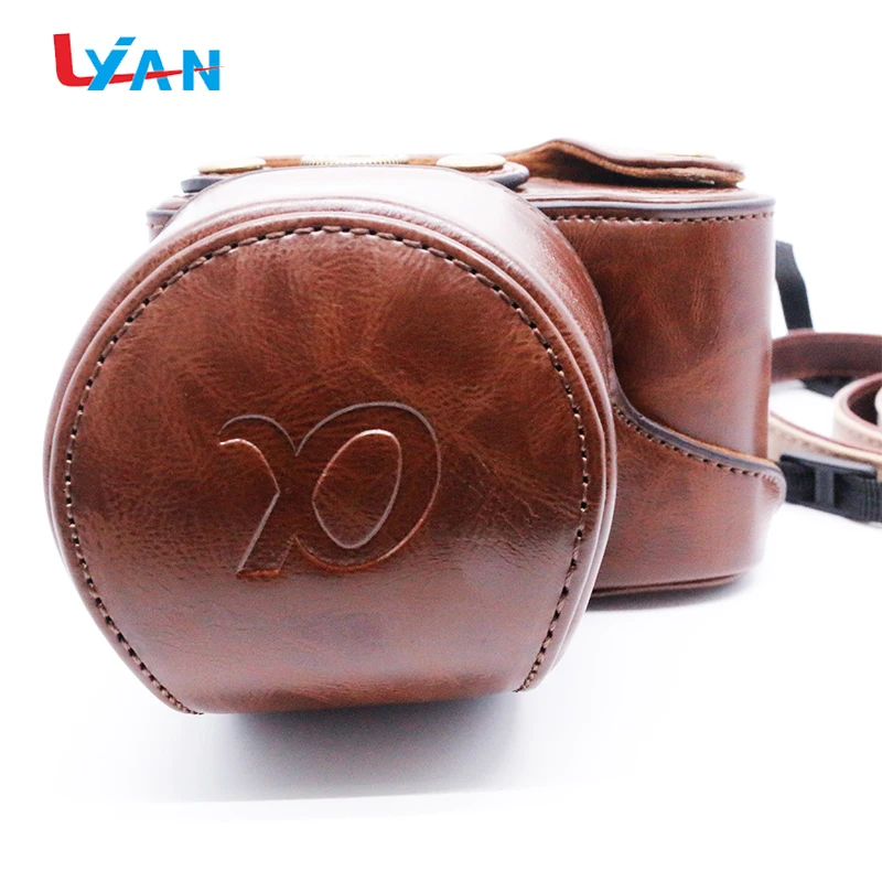 Custom outdoor travel fashion pu leather mirrorless camera bag