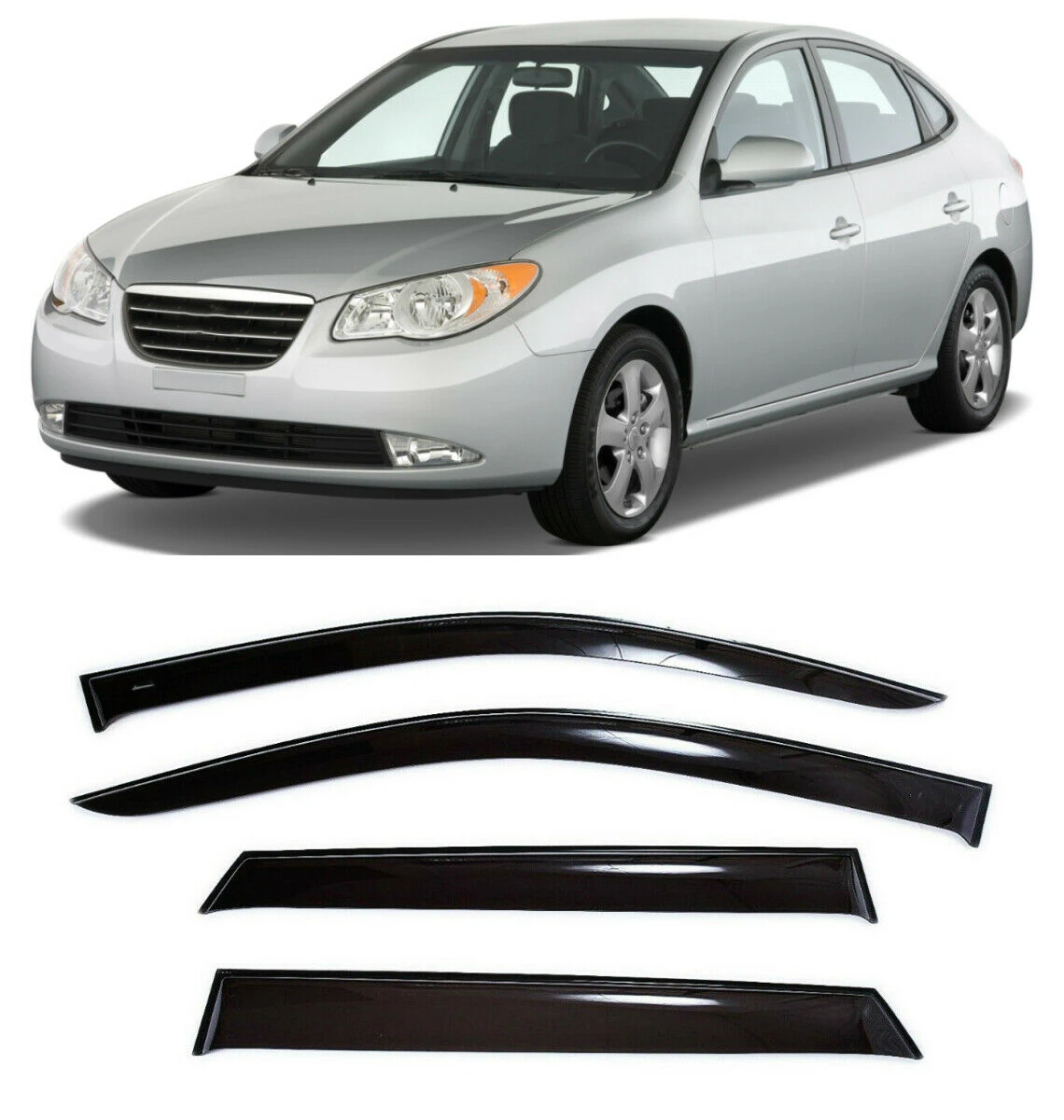 Aibyiar Car Door Window Visor For Hyundai ELANTRA 2007-2010 Rain Shield Sun Visors Guard rain guards