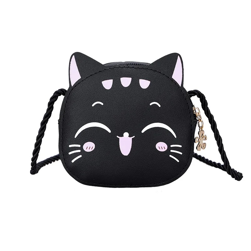 cute cat crossbody leather bag women print cartoon 2022 new arrival crossbody bag kids
