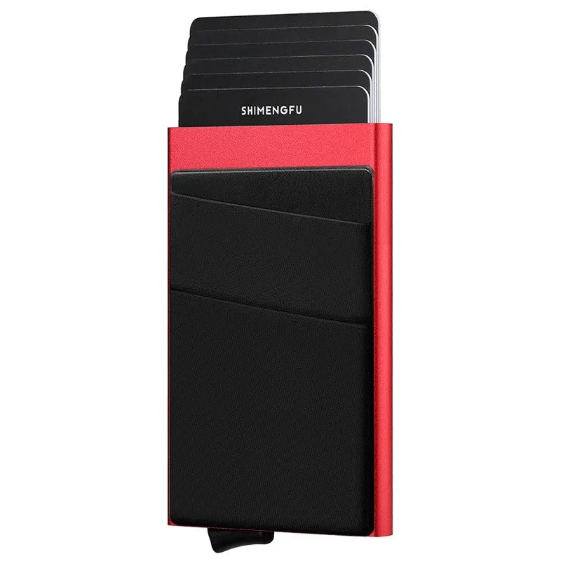 Minimalist RFID Blocking Metal Credit Card Holder Slim Pop Up Wallet with Money Pocket for Men