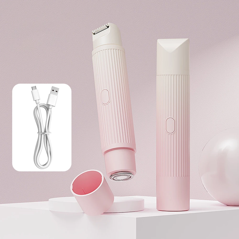 2 in 1 Waterproof Double Headed Rechargeable Women Hair Shaver Painless Lady Epilator For Pubic Face Underarm Legs