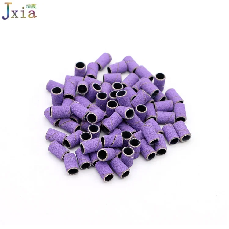 Jiexia Manicure Abrasive Sanding Ring 80 # 100#  120# 180# 240# Purple Nail Sanding Bands for Nail Drill Bits