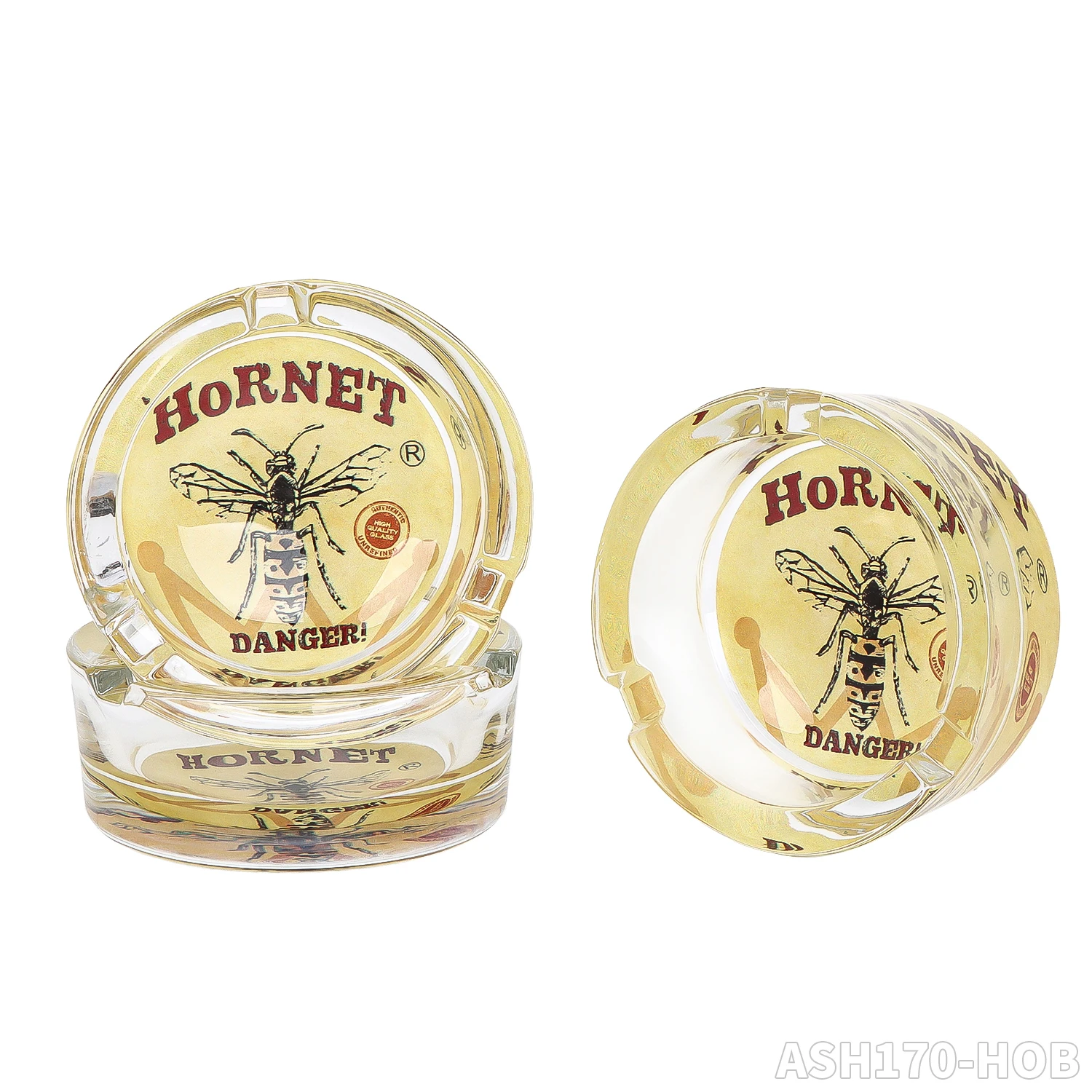 Wholesale Classic Hornet Glass Ashtray Cigarette Ashtray Supports Customized 85mm Round Shaped Ashtray