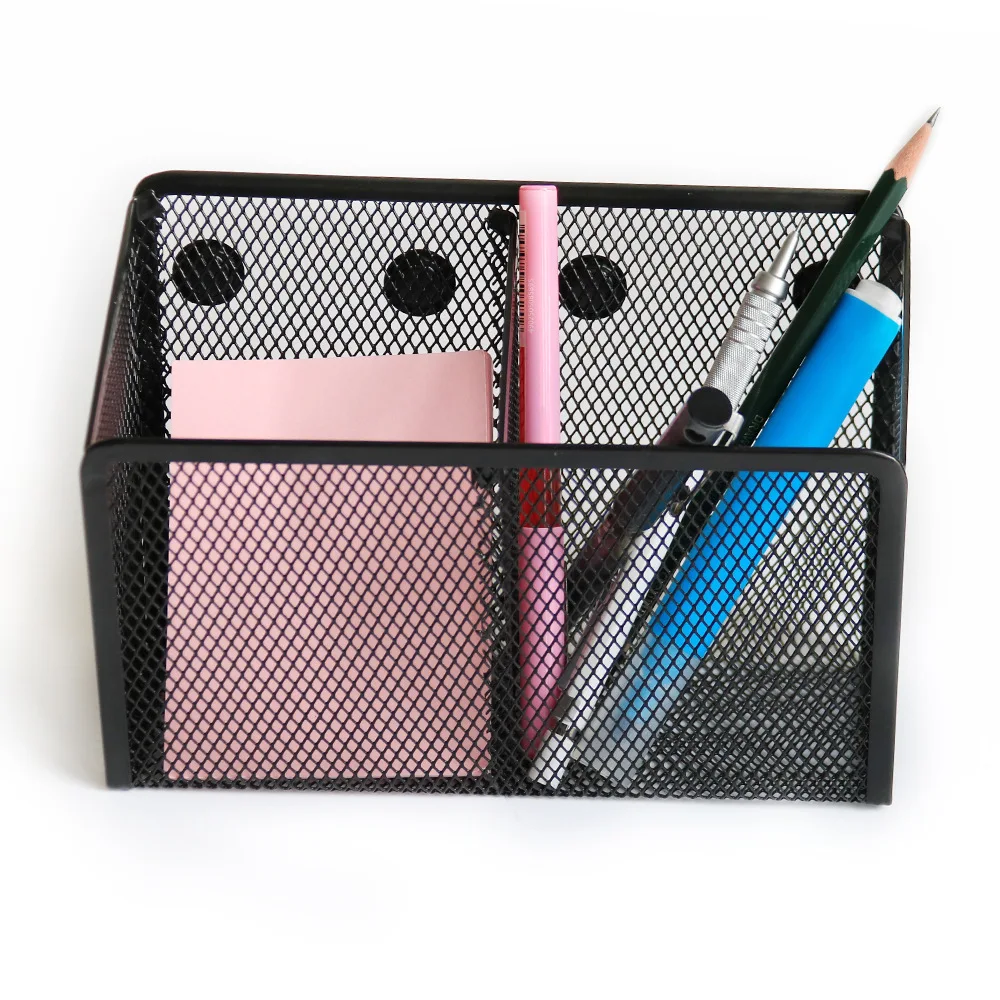 Wire Mesh Pen Holder with 2 Components Magnet Storage Basket Desk Organizer Accessories for Work Whiteboard Refrigera