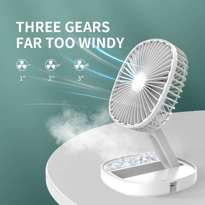 Foldable Portable Electric Fan Home Telescopic Fan Low Noise Living Desk Fold Fan Mini USB Charging Office Computer Table 5W 5V