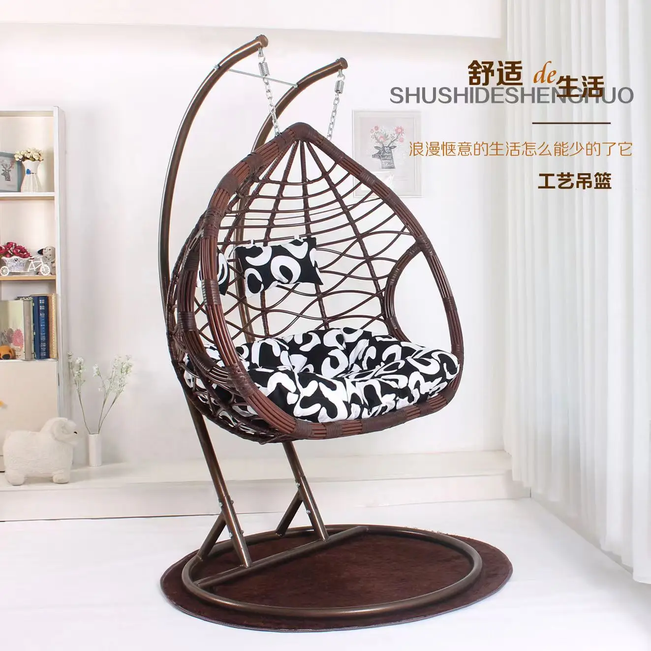 Modern Outdoor Patio Swing Chair two seat patio swing wicker swing chair wholesale  Double Pole Hanging Basket