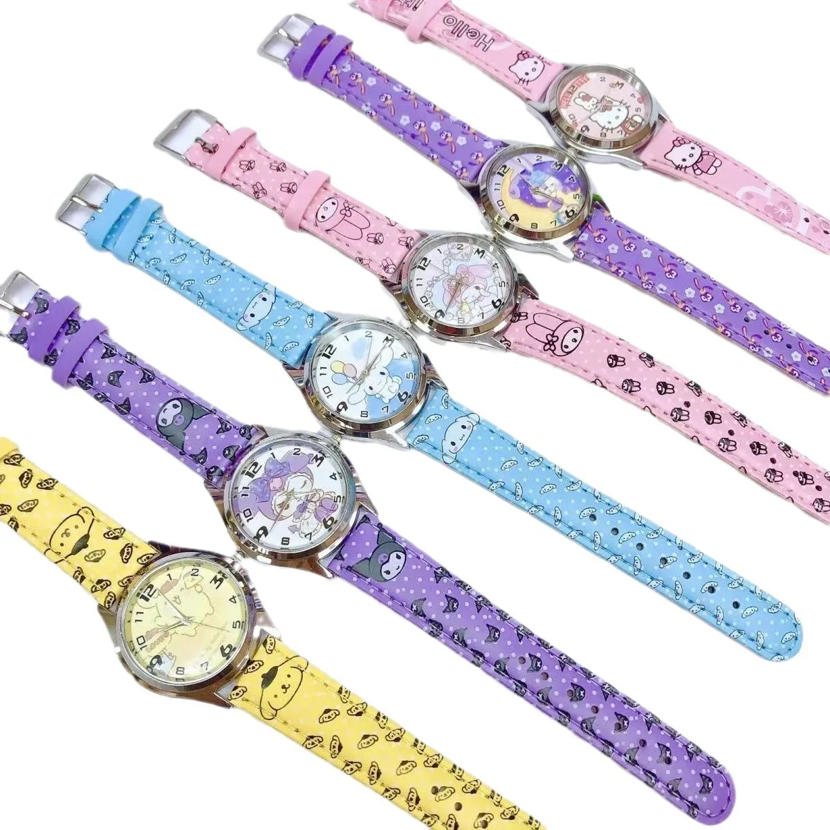 Cartoon Kids Watch Pu Leather Electronic Watch Kuromied Melodyed Children Toy Watches for boys Birthday Christmas Gift