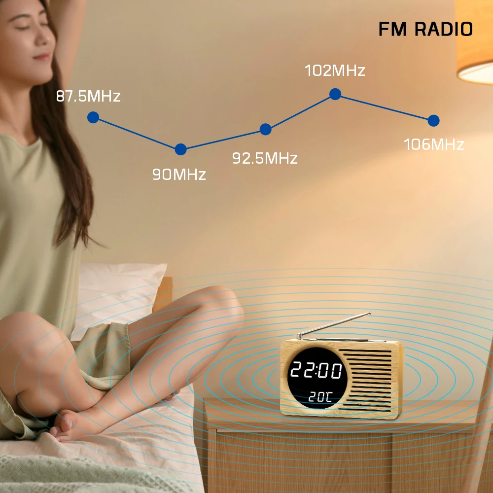 USB перезаряжаемые Цифровые Электрические бамбуковые светодиодные часы FM радио будильник