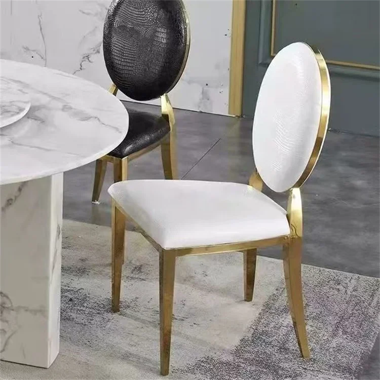 Banquet Party Event Wedding Furniture Rental Fancy Gold stainless Steel Hotel Banquet round back Dining Chair Cheap Price