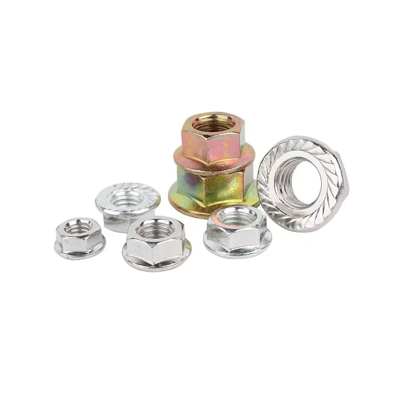 Carbon Steel Plain Plated Yellow Din6923 Brass Fasteners M4 M8 Passivated Stainless Metric Flange Nuts