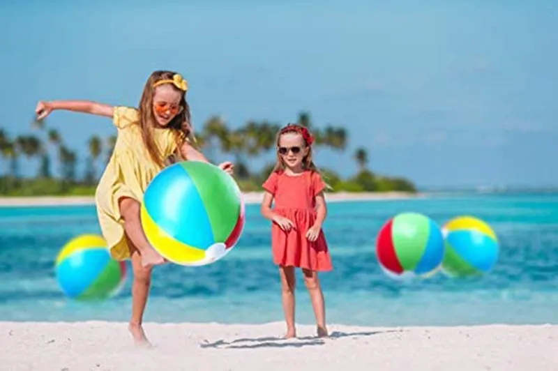 Cheap Products Toys Inflatable Beach Ball 15' Multicolor PVC Plastic OPP Bag Cotton Pouch Fun Repair Pelotas De Plastico 100