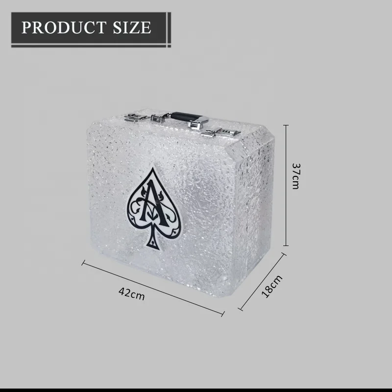 OEM Customized Ice rock Ace of Spade LED Champagne Wine VIP Cup glass bottle storage lockbox Crate Premium Collection Suitcase