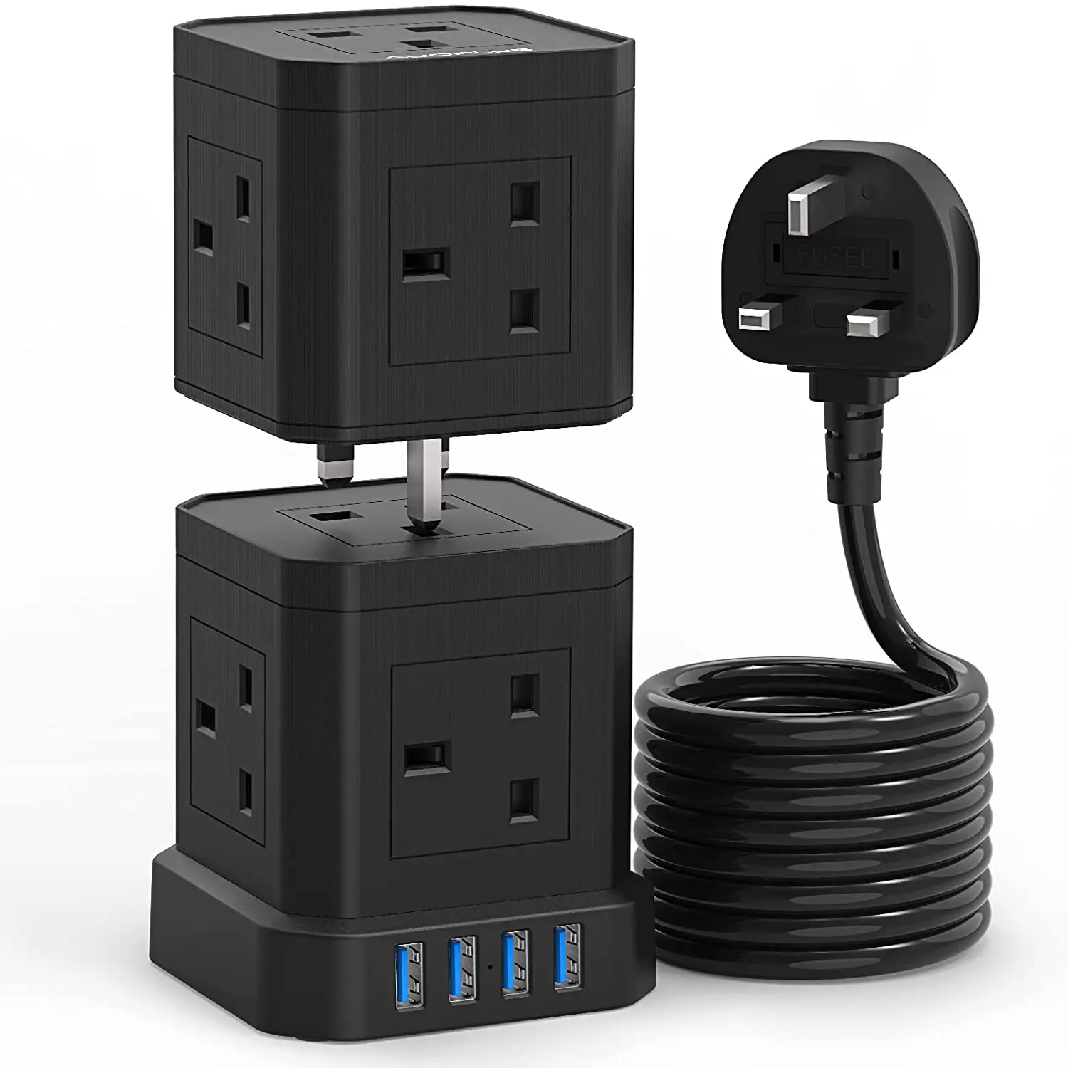 4 USB 9 Outlet Power Strip Surge Protector Extension Socket